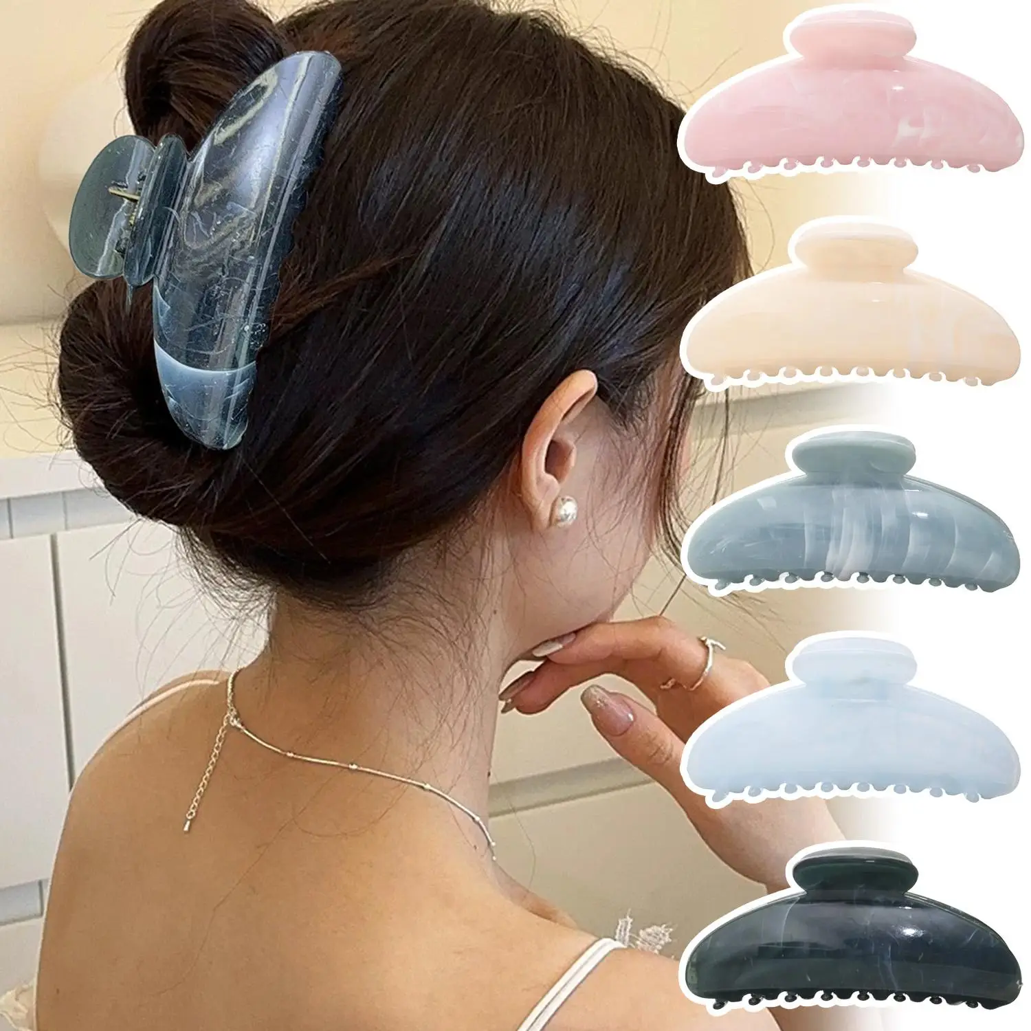 Haarspange aus Kunstharpiksmarmor mit starkem Halt für Frauen mit dickem Haar, rutschfest, leicht, langlebig, elegantes Design für Styling – Detail 5