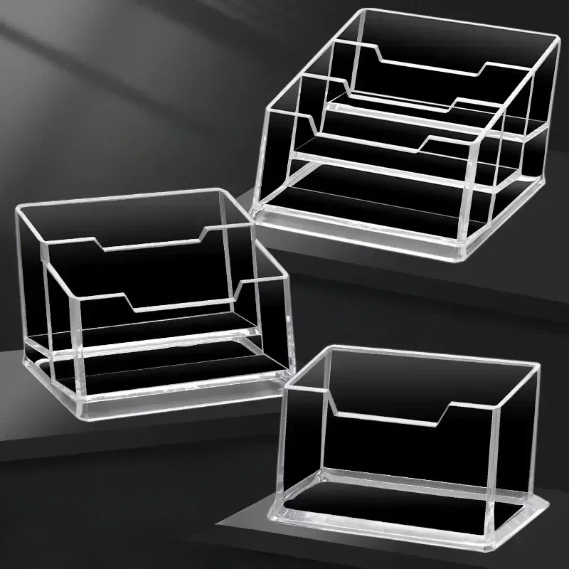 Caja de estante de escritorio transparente, soporte de exhibición de almacenamiento, plástico acrílico, transparente, tarjetero de negocios, 1 Uds.