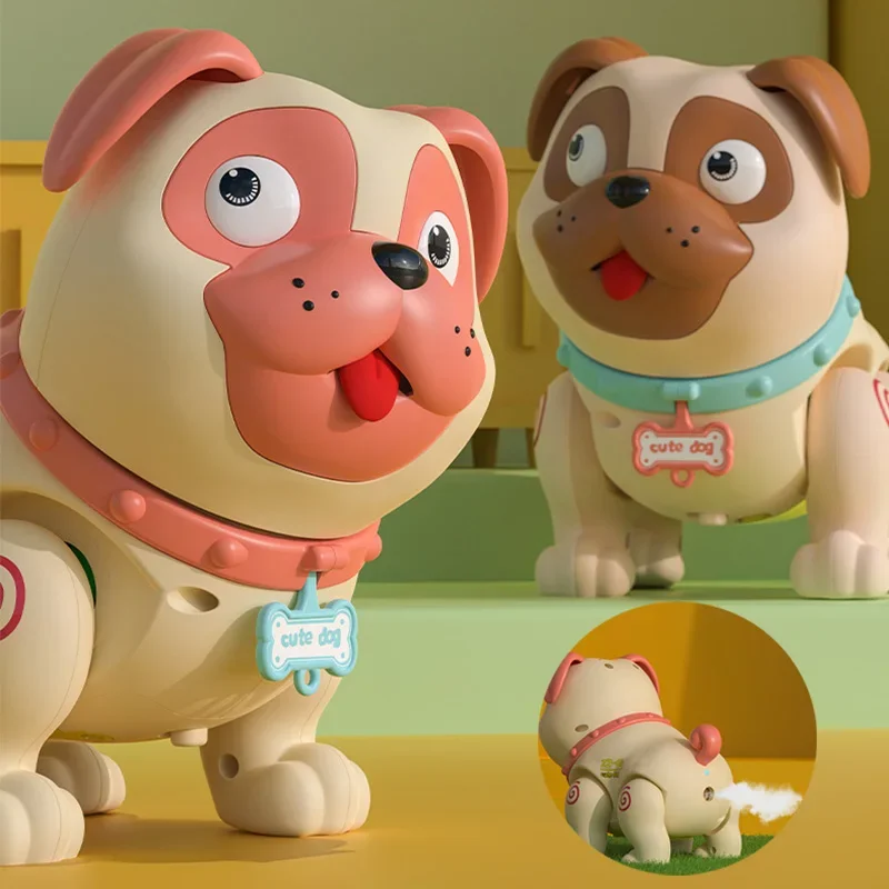 متعة جرو الحيوانات الأليفة الإلكترونية محاكاة الكلب مع الموسيقى الخفيفة رذاذ الكرتون البكيني الحيوانات طفل عيد ميلاد اللعب هدية
