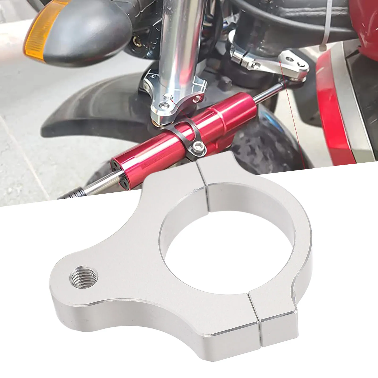 Steering Damper Fork Frame Mounting Clamp Vibrations Reduction Lightweight Damper Fork Bracket Support Holder for Motorcycle