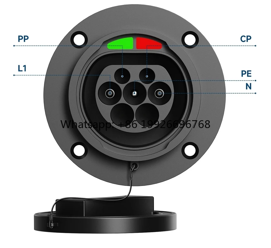 New JET 22KW Type 2 Charger Socket 32A 3Phase 480V Electric Vehicle Inlet for Ev Bike Motor
