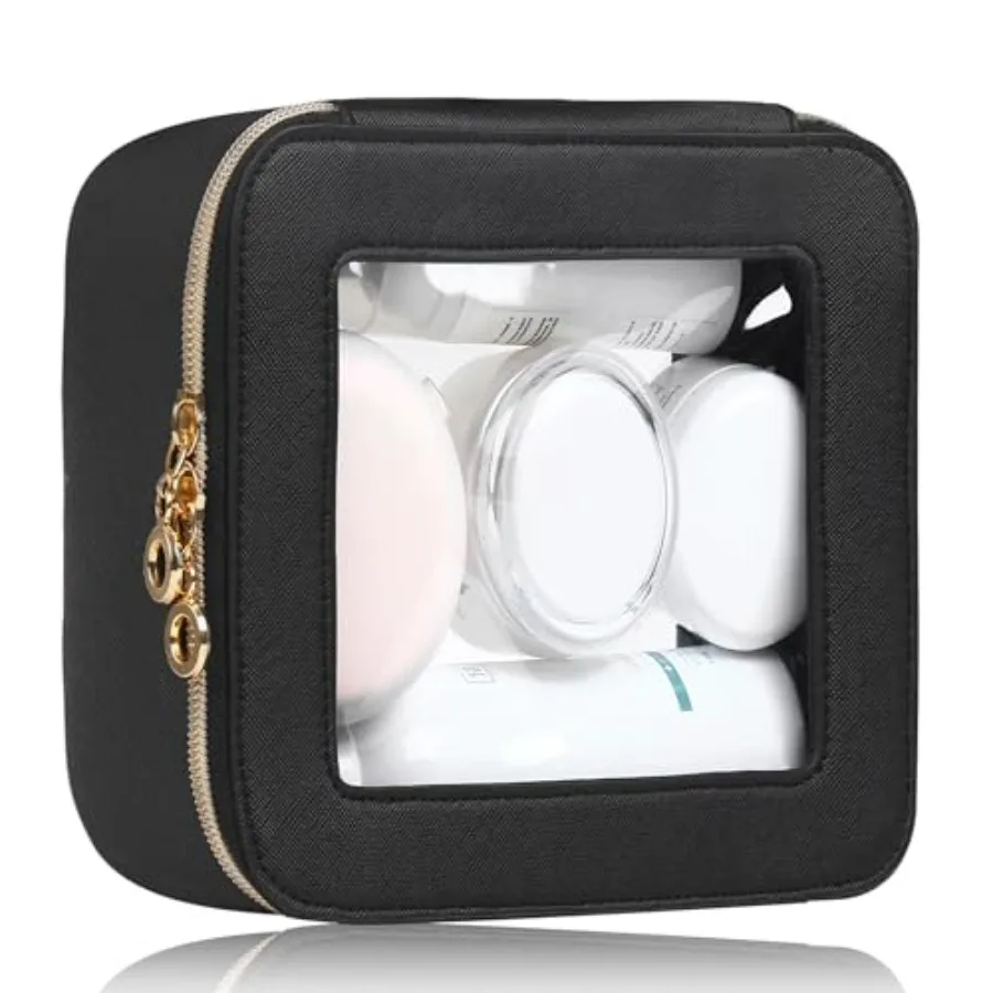 

Small Clear Makeup Bag for Purse, Cute Clear Cosmetic Bag Case Organizer, TSA Approved Square Small Makeup Case Pouch with Zipp