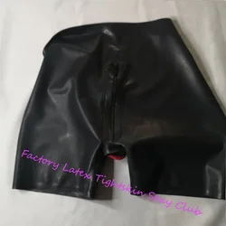 Latex Rubber Fetish Men Shorts with Front Zipper and Back Hole Underpants Handmade