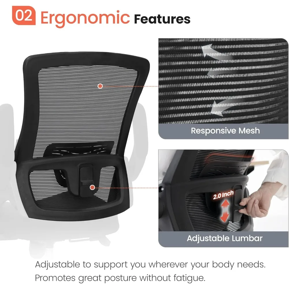 كرسي مكتب مكتب كرسي كمبيوتر عالي الظهر شبكة مقعد الألعاب مع مريح قابل للتعديل مريح الوجه متابعة مساند للذراعين دعم قطني #4