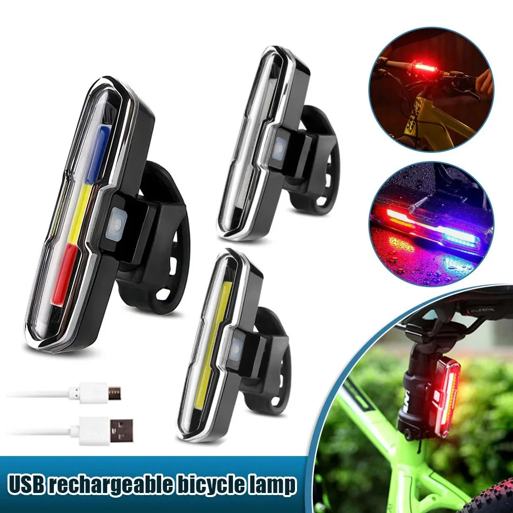 3 Color Bicycle Rear Light USB Rechargeable Cycling Tail Lamp Waterproof MTB Bike Warning Taillights