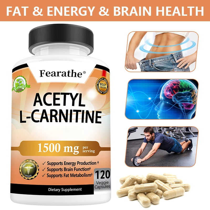 Acetyl L-Carnitine Capsules - Supports Memory, Concentration, Fat Metabolism, Energy, Metabolism, Brain Health for Men and Women