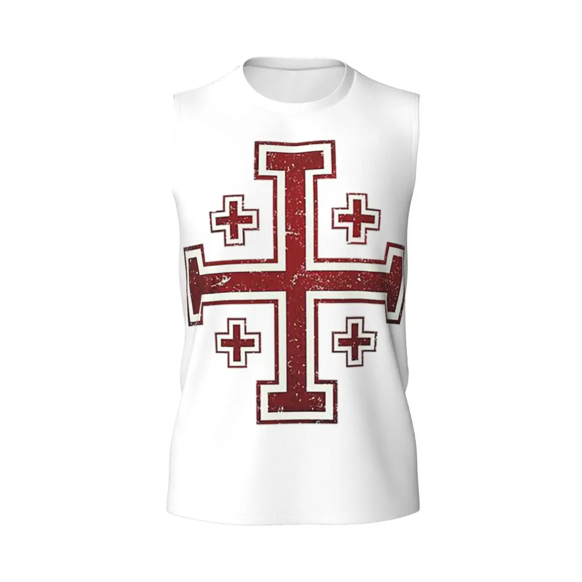 Jerusalem Cross Medieval Knights Cross Crusader Men Printed Sleeveless T-shirt Hip Hop Street Style Beach Holiday Tank Tops