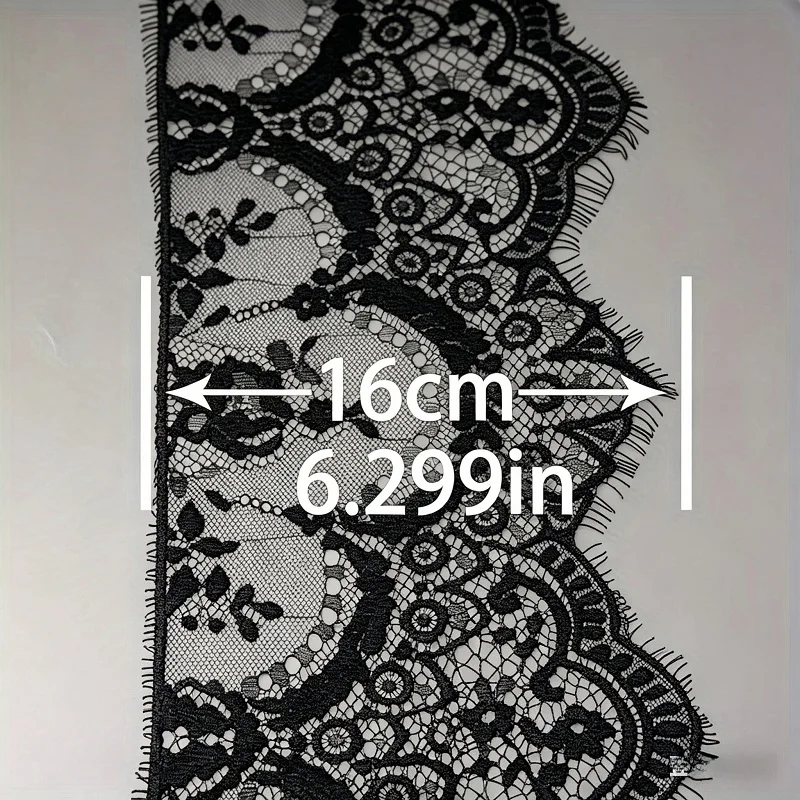 Floral Embroidered Eyelash Ribbon, Clothing Accessories, Lace Material, Handmade Wedding Party Dress, 160mm, 3 Meters/Roll