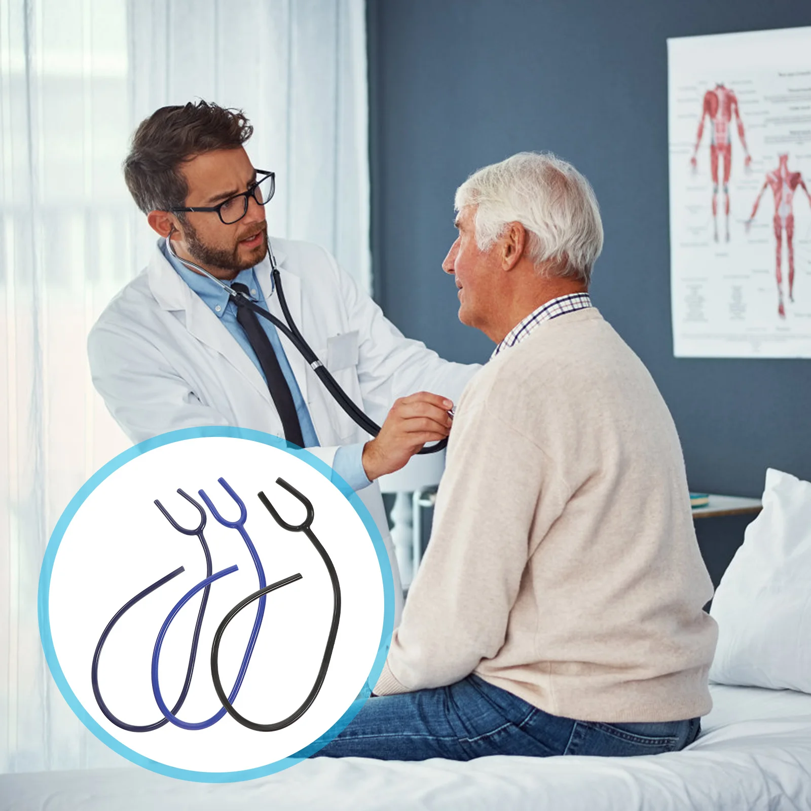 3Pcs Stethoscope Y-Shaped Tube Hose Extension Replacement Durable Medical Accessory for Hospital Clinic Use Stethoscope Hose