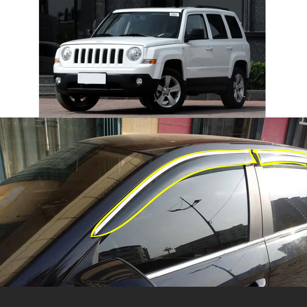 

Car Sticker Plastic Window Glass Wind Visor Rain/Sun Guard Vent For Jeep Patriot 2012 2013 2014 2015 2016 2017 2018 2019 2020