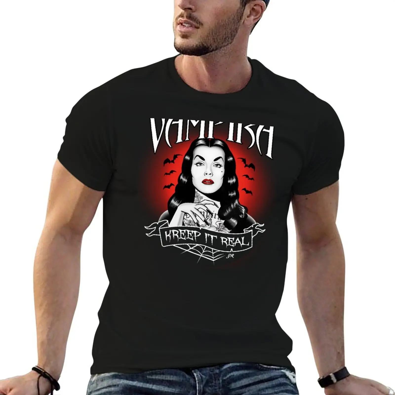 Vampira T-Shirt cotton tshirt 100% man graphic t shirt t shirts for man cotton funny T-shirt