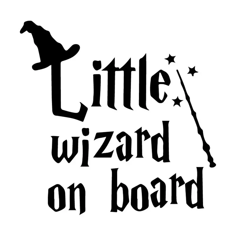 LITTLE WIZARD ON BOARD Naklejka na tylną szybę samochodu Naklejki winylowe 17,8 cm * 17,5 cm — zdjęcie 3