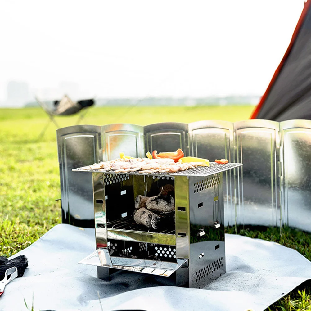 

1 Set Portable Windshield Windscreen For Stove Lightweight Foldable Anti-Wind Tool Cooking Bbq Outdoor Camping Disassemblable