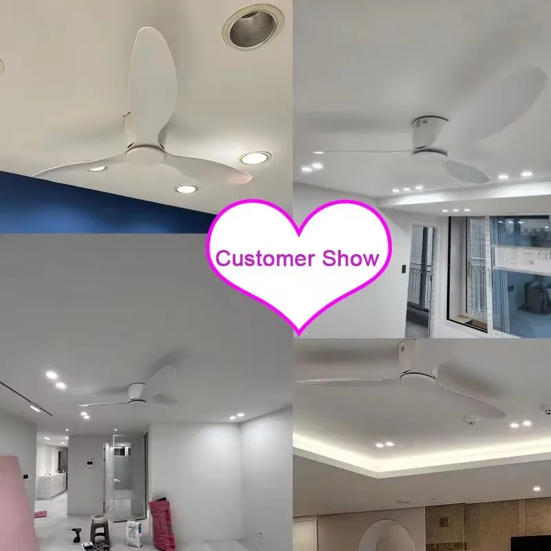 Ceiling Fan Reversible 42 52 Inch DC Motor Remote Control 6 Speeds Cooling Fan Low Floor Design Ceiling Fan White wood Black FAN