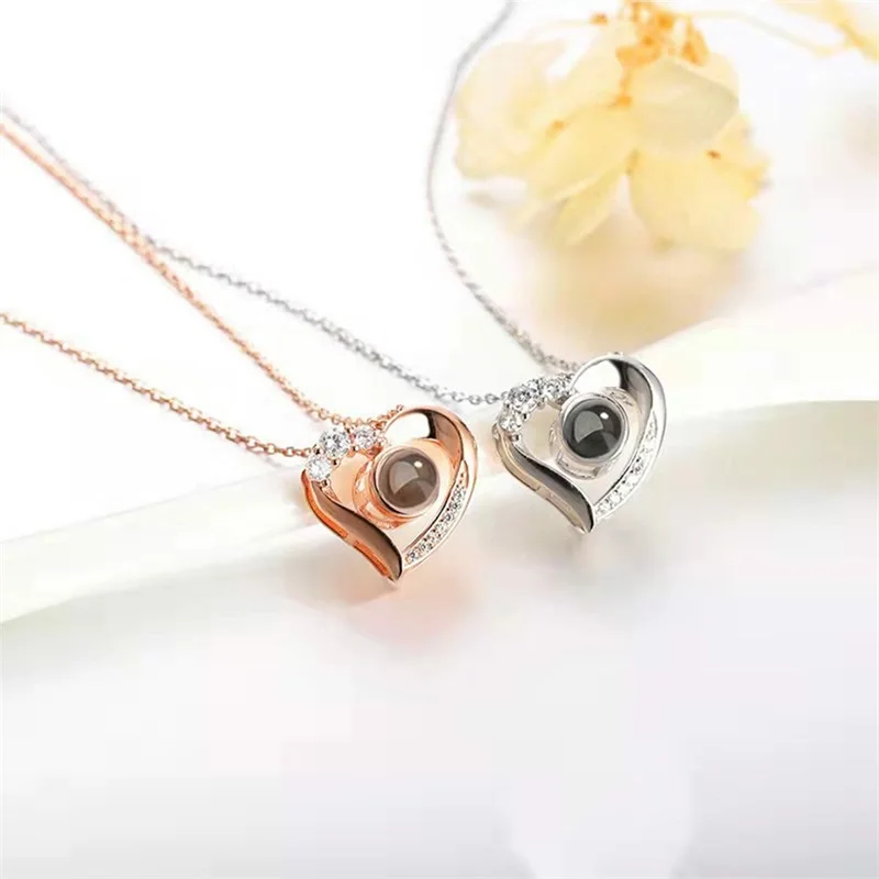 Personalisierte Projektions-Halskette mit Bildaufdruck, Herzanhänger, Erinnerungsfoto-Schmuck, Valentinstagsgeschenk für Sie – Detail 7