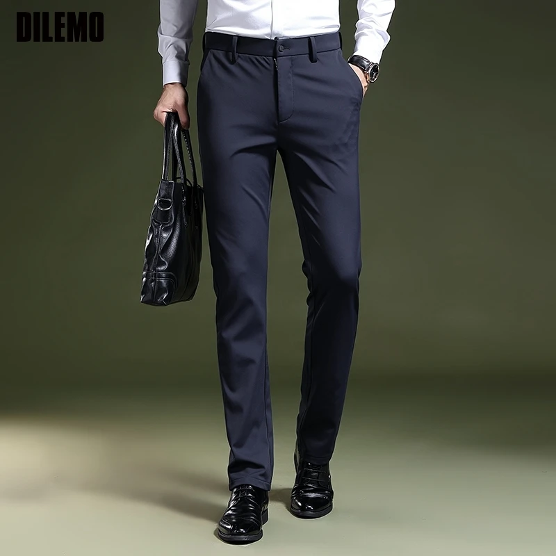 

Высочайшее качество, новый бренд, повседневная мода, облегающие прямые длинные классические брюки, деловые корейские брюки, офисная мужская одежда 2025