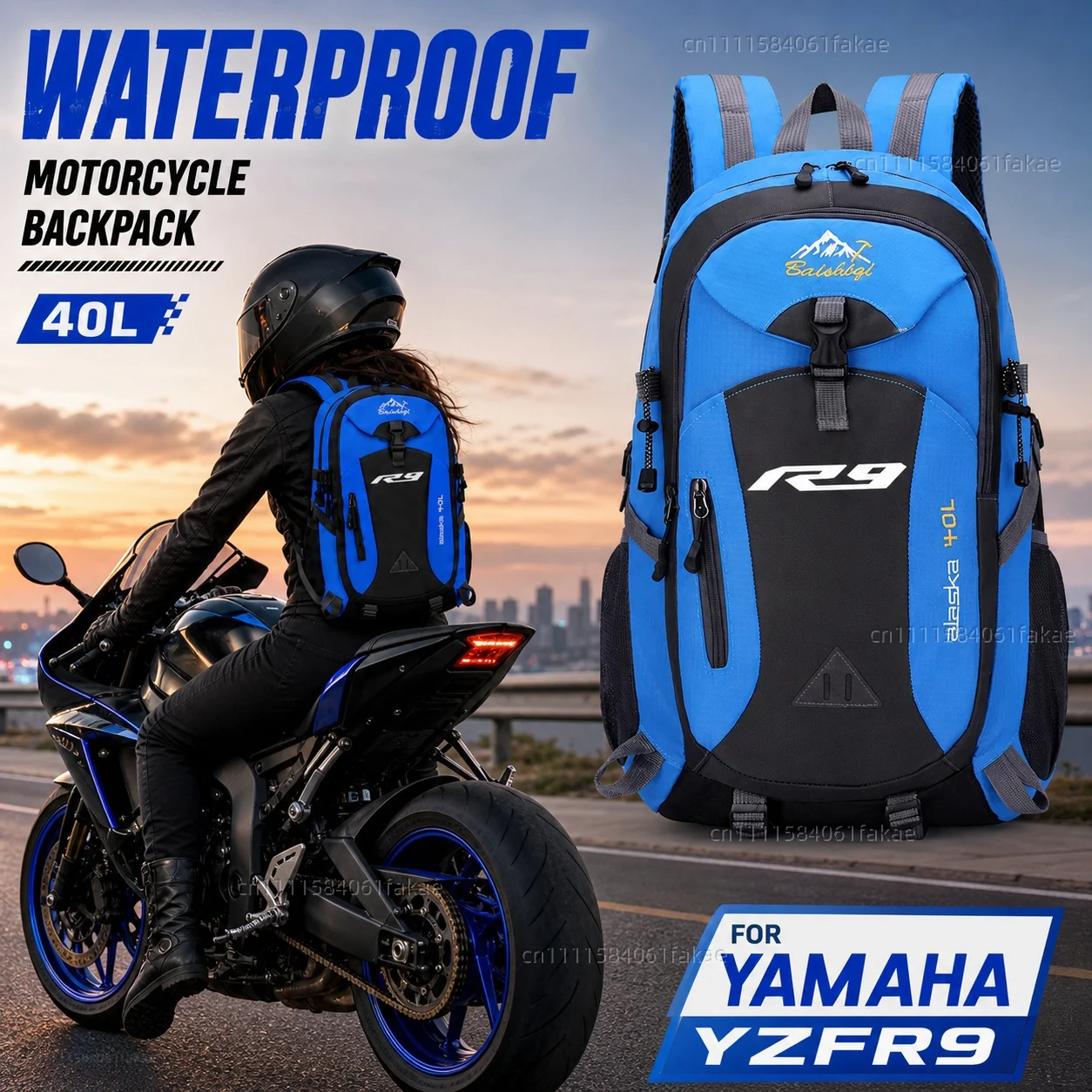 For YAMAHA YZFR9 YZF-R9 YZF R3 R6 R7 R9 2025 Motorcycle Backpack 40L Waterproof Travel Backpack Outdoor Hiking Camping Daypack