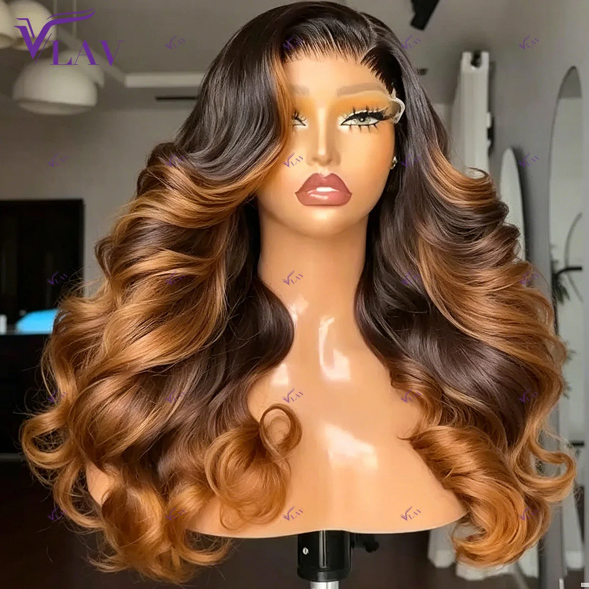 Highlight 13×4/360 Lace PrePlucked With Baby Hair Wear And Go 1B/27 Body Wave Glueless Wigs Human Hair 13×6 HD Lace Frontal Wig