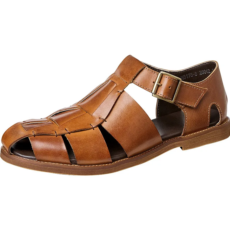 Vintage Hollow Genuine Leather Man Sandals Luxury Handmade Quality 2024 Designer Buckle Fashion Summer Business Social Shoes Men