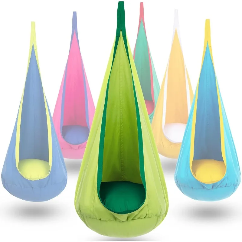 

Kids Pod Swing Chair, Hanging Hammock Chair with Inflatable Pillow, Sensory Pocket for Outdoor and Indoor, Max 176Lbs(Gr