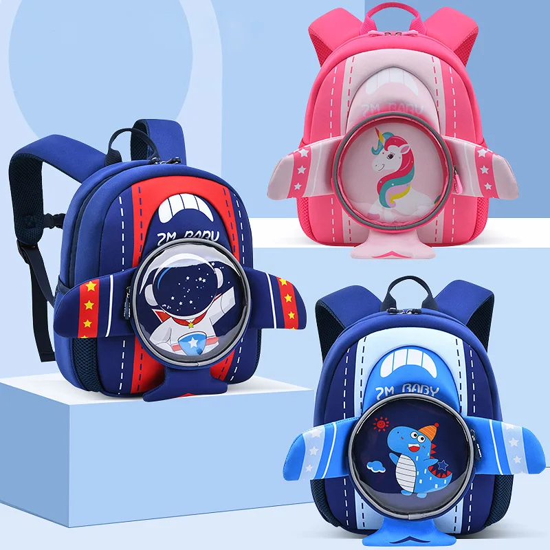 New Kindergarten Boys School Bags 3D Cartoon Plane Design Cute Kids School Backpack Fashion Bookbag Kawaii Toddler Mochilas Para