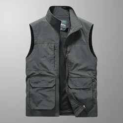 Men Summer Outdoor Work Safari Fishing Travel Photo Hiking Vest with Pockets Gym Jogging Running Sport Sleeveless Mesh Waistcoat