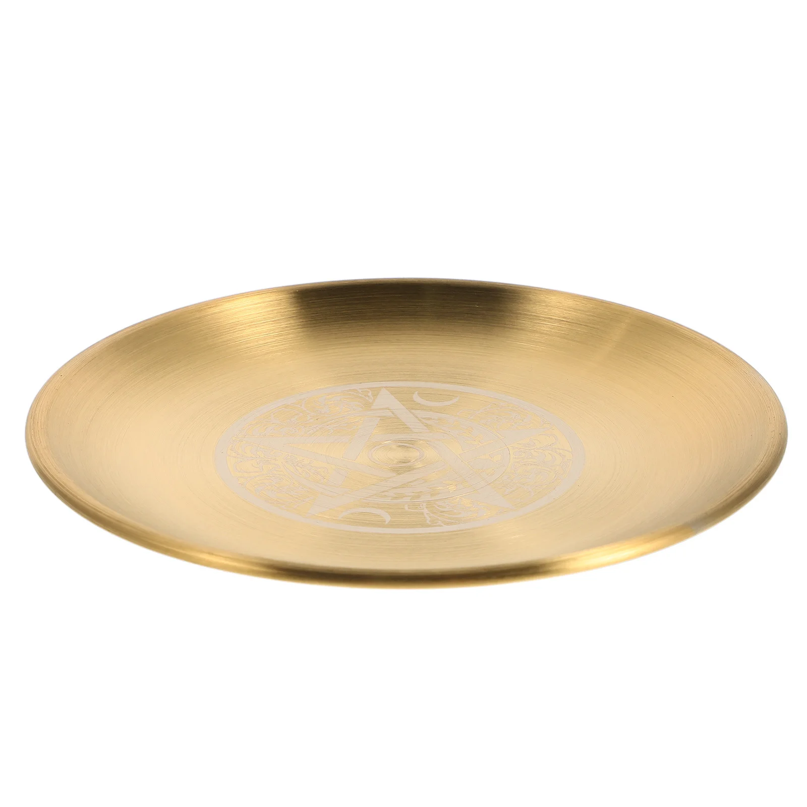 

Pentacle Decorative Plate Round Stainless Steel Holder Tray Rustic Table Centerpiece For Tealight Flameless Candles