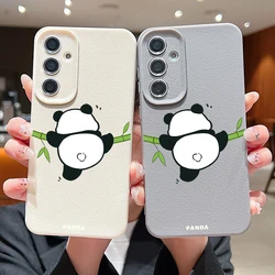 Cartoon Panda Case For Samsung Galaxy A55 A52 A34 A54 A53 A35 A14 A16 A15 5G Shockproof Luxury Leather Soft Silicone Phone Cover