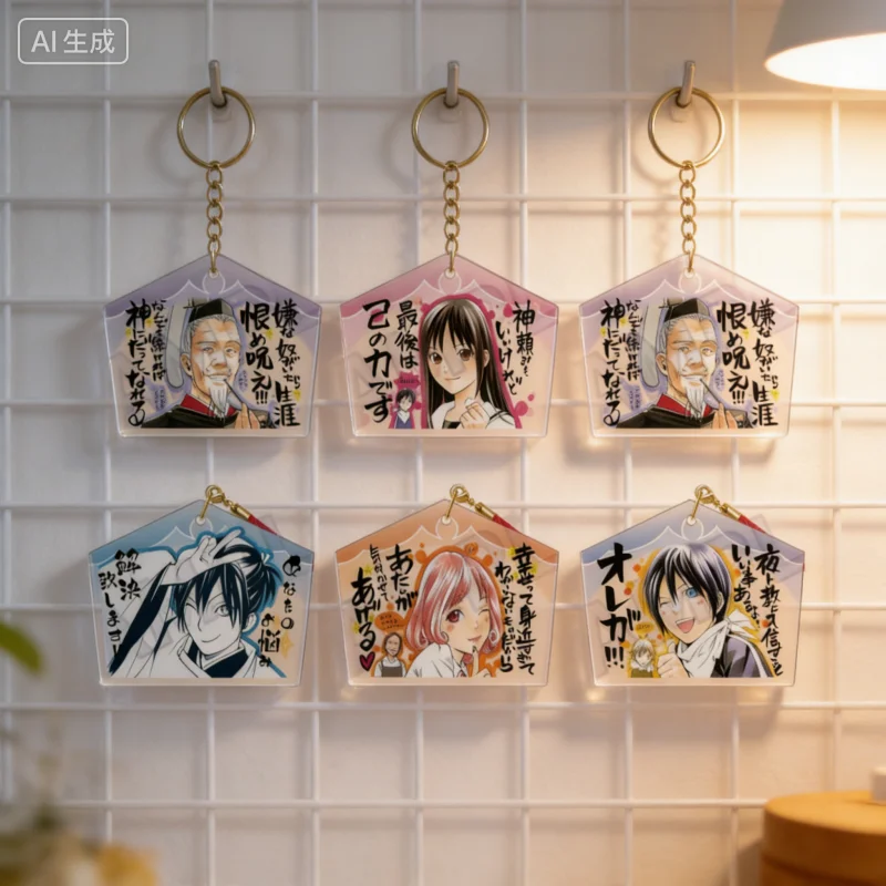 Noragami Charm Anime-Ornament Zubehör Sammlerstücke Geschenke Cosplay-Charaktere Acryl-Schlüsselanhänger Taschen-Dekorationen