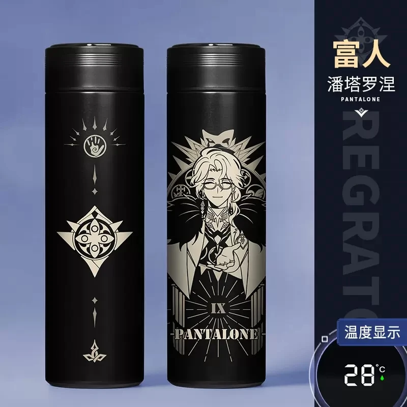 Game Genshin Impact Fatui Pantalone Dottore Tartaglia Cosplay Screen Display Stainless Steel Vacuum Cup Thermos Cup Water Bottle