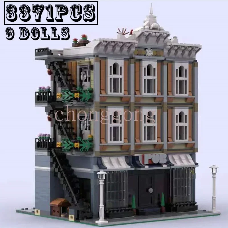 

New City Center Town Square Pub - Alternate Build of Assembly Square 10255 Street View Building Bricks DIY Toy Kid Birthday gift