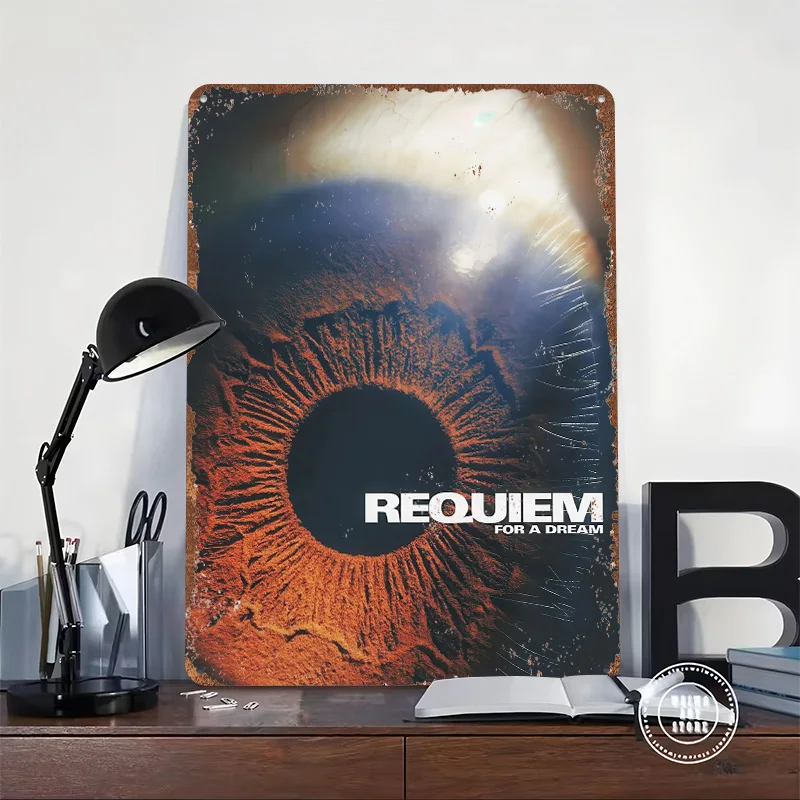 Requiem for a Dream Movie Personalized 3D Textured Metal Poster Wall Art Vintage Tin Signs for Apartment Decoration Room Decor