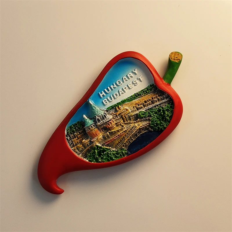 المجر، بودابيست، فلفل، مجسم ثلاثي الأبعاد، هدايا تذكارية للسياحة، لوحة من الراتنج، ديكور منزلي، مغناطيس الثلاجة ﻿