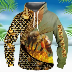 Fashion Printed Beekeeper Cosplay 3d Hoodie Mens and Women Harajuku Casual Honeybee Flower Pattern Pullover Sweatshirt