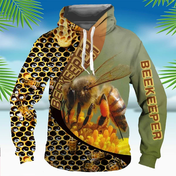 Fashion Printed Beekeeper Cosplay 3d Hoodie Mens and Women Harajuku Casual Honeybee Flower Pattern Pullover Sweatshirt