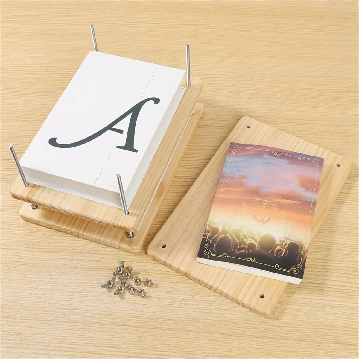 2026 New Binding Wooden Book Flat Paper Machine Book Binding Tool for Office Desktop DIY Book Binding