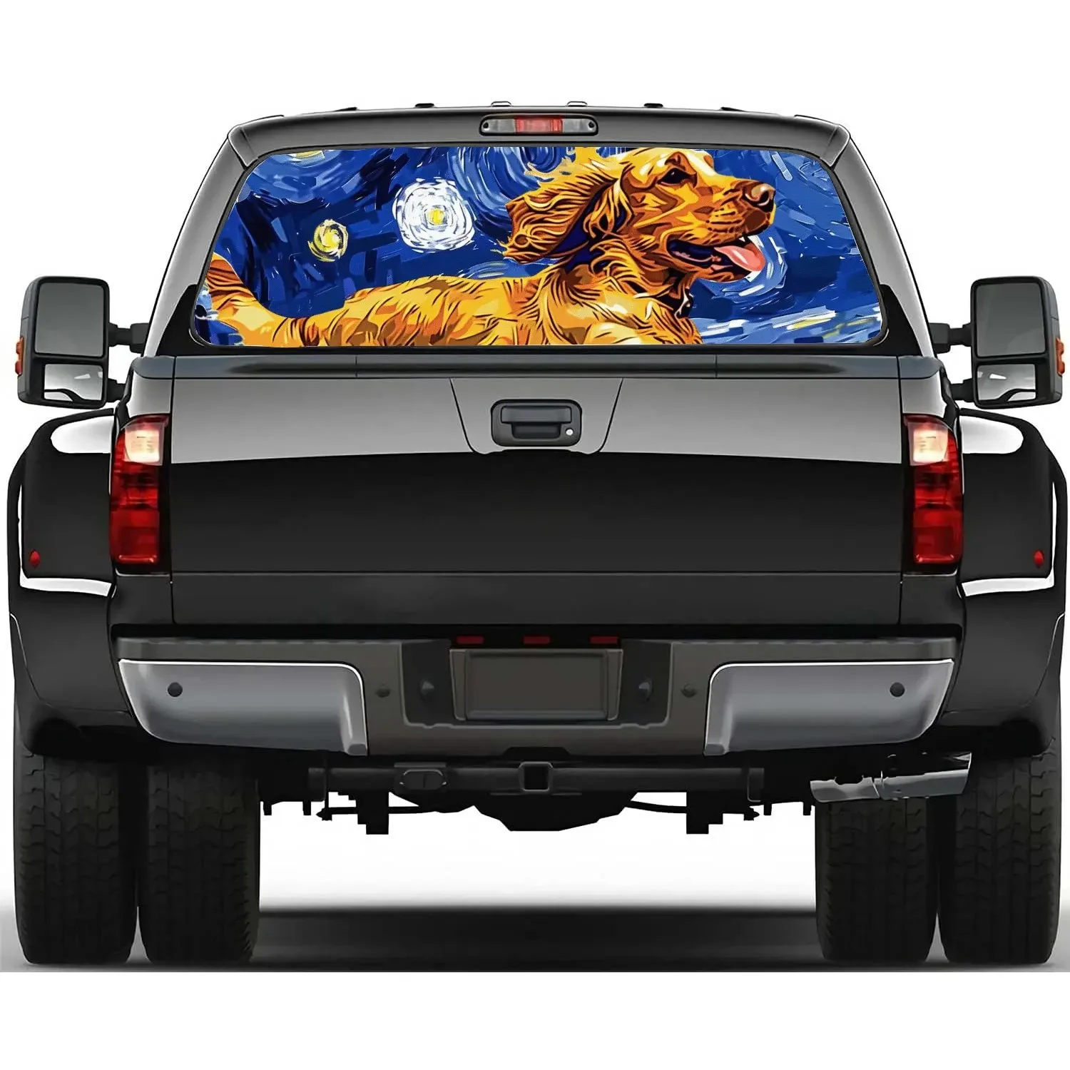 Happy Cocker Spaniel Print Car Rear Windshield Sticker Truck Window See Through Perforated Back Window Vinyl Decal Decoration