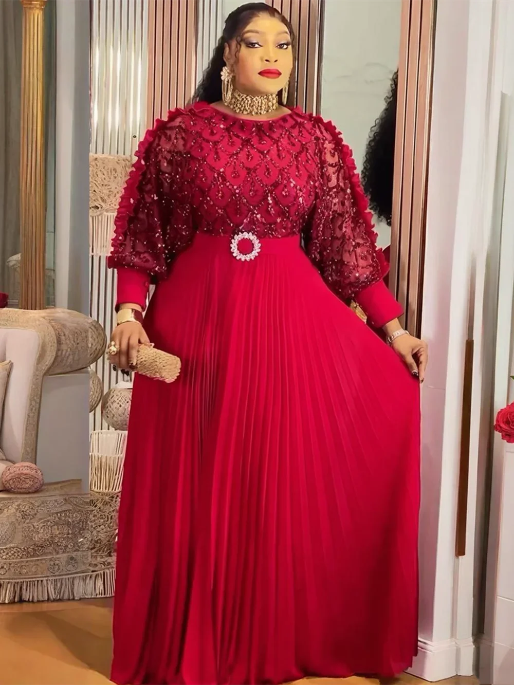 

Fashion Plus Size African Party Dresses for Women Dashiki Ankara Sequin Wedding Evening Gown Elegant Muslim Maxi Long Dress 2026