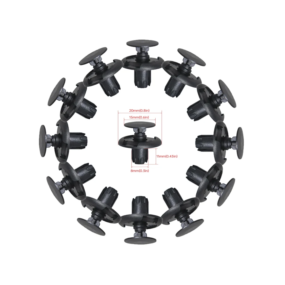 10-1000X 8mm 車用スプラッシュガード インナーフェンダーリテーナーファスナー ホンダ フィット アコード スピリオール シティ CRV シティ シビック フェンダーライナークリップ用