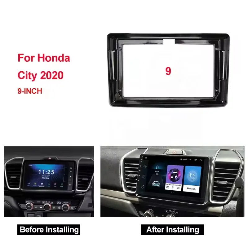 2 Din 9 Inch Radio Fascia for Honda City 2020 Stereo Panel Dashboard Installation Plastic Trim Kit DVD MP5 player Frame Bezel