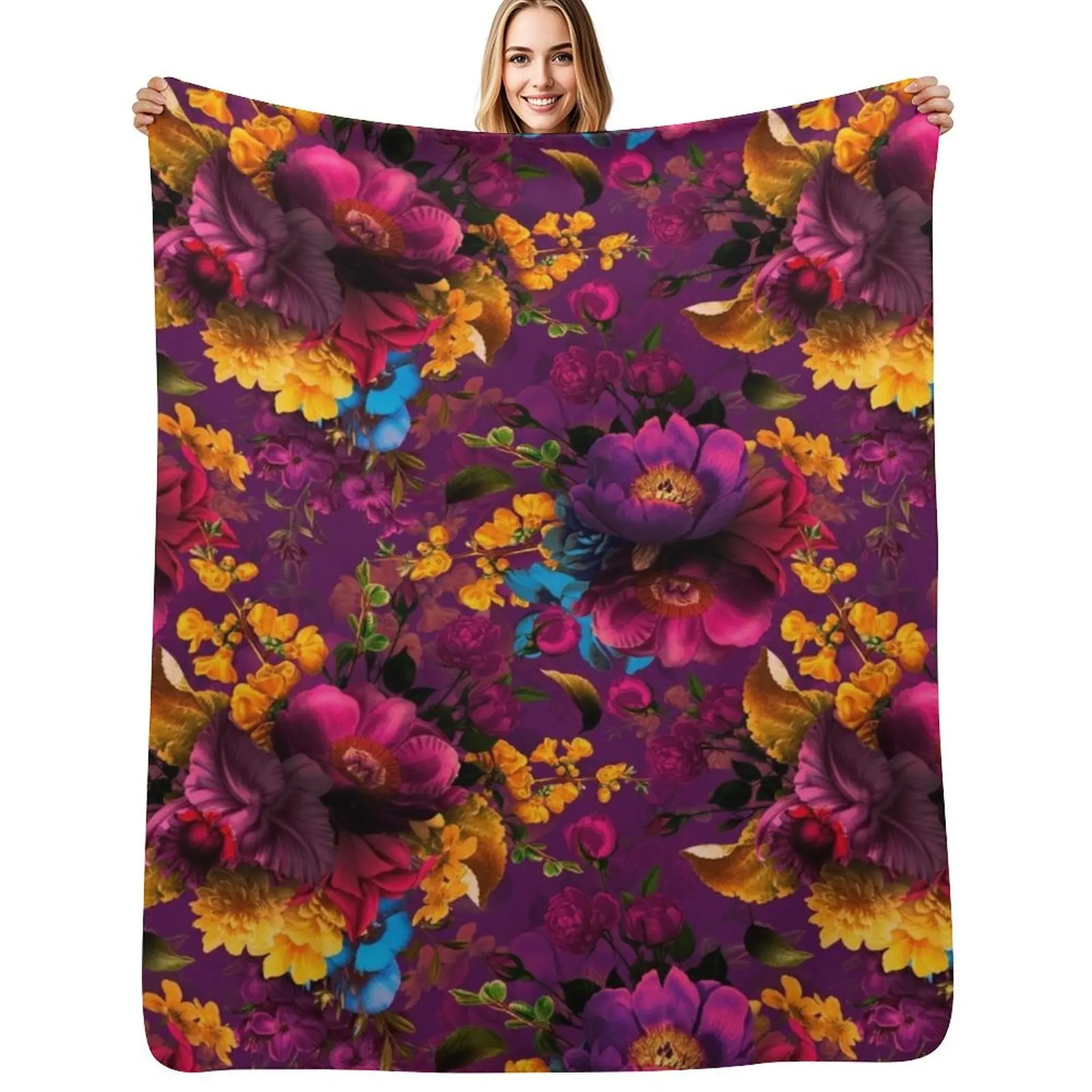 Moody florals - Mystic Botanical Night Garden 12 Throw Blanket bed plaid Comforter Sofa Decorative Beds For Baby Blankets