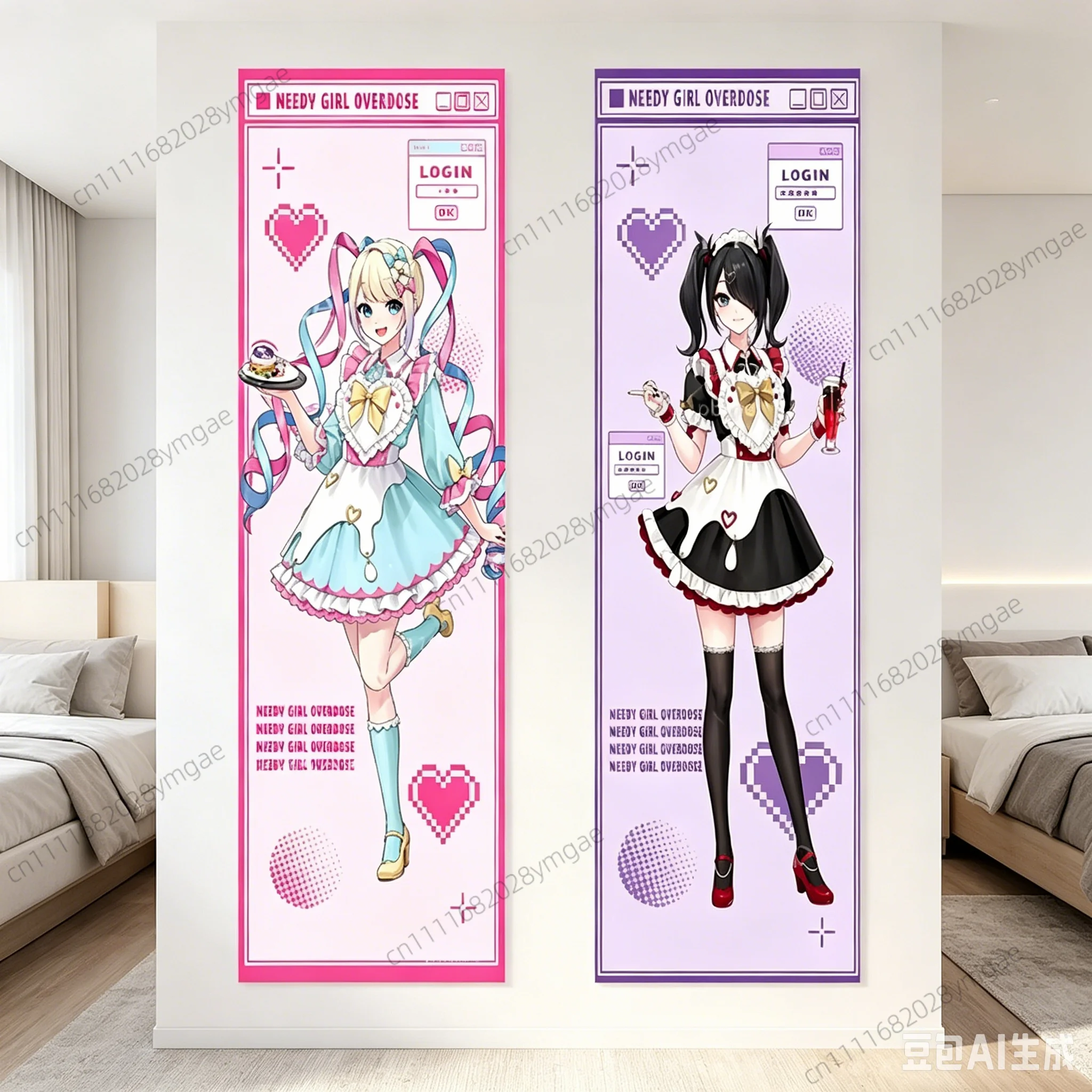 Aesthetic Kawaii Anime Vertical Long Tapestry Cartoon Needy Girl Overdose Banner Flags Cute Girls Bedroom Background Cloth Gifts