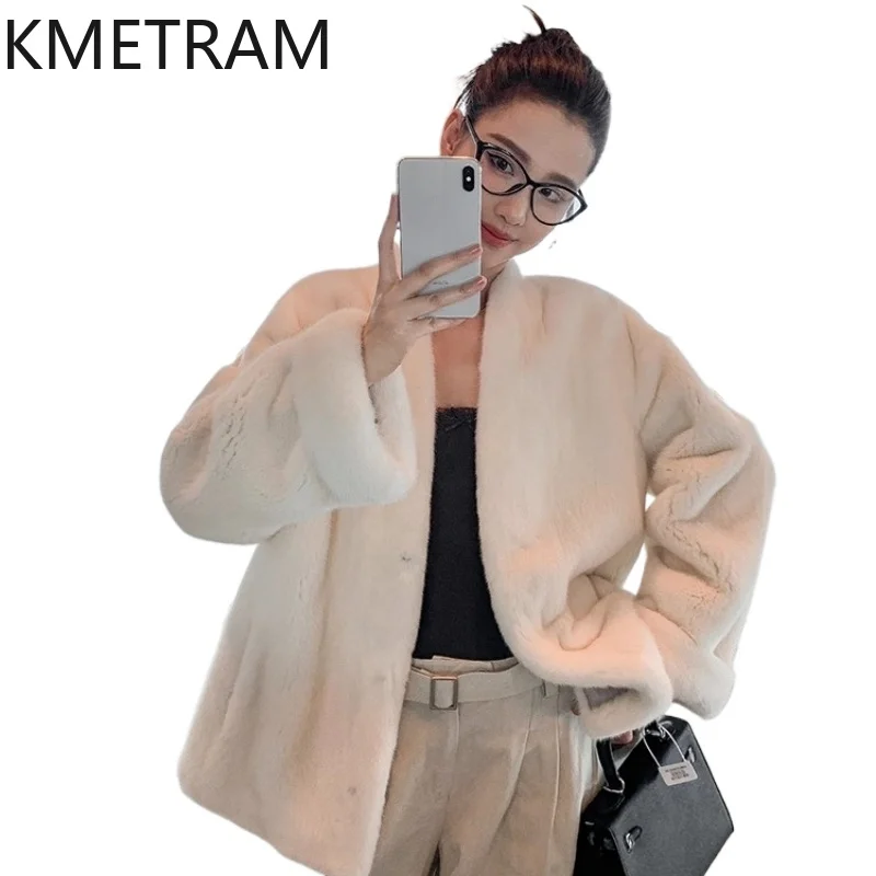 

KMETRAM 100% Natural Velvet Whole Mink Fur Coat Woman Mid Length Fur Jacket Warm Women' s Clothes Winter 2025 fourrures femmes