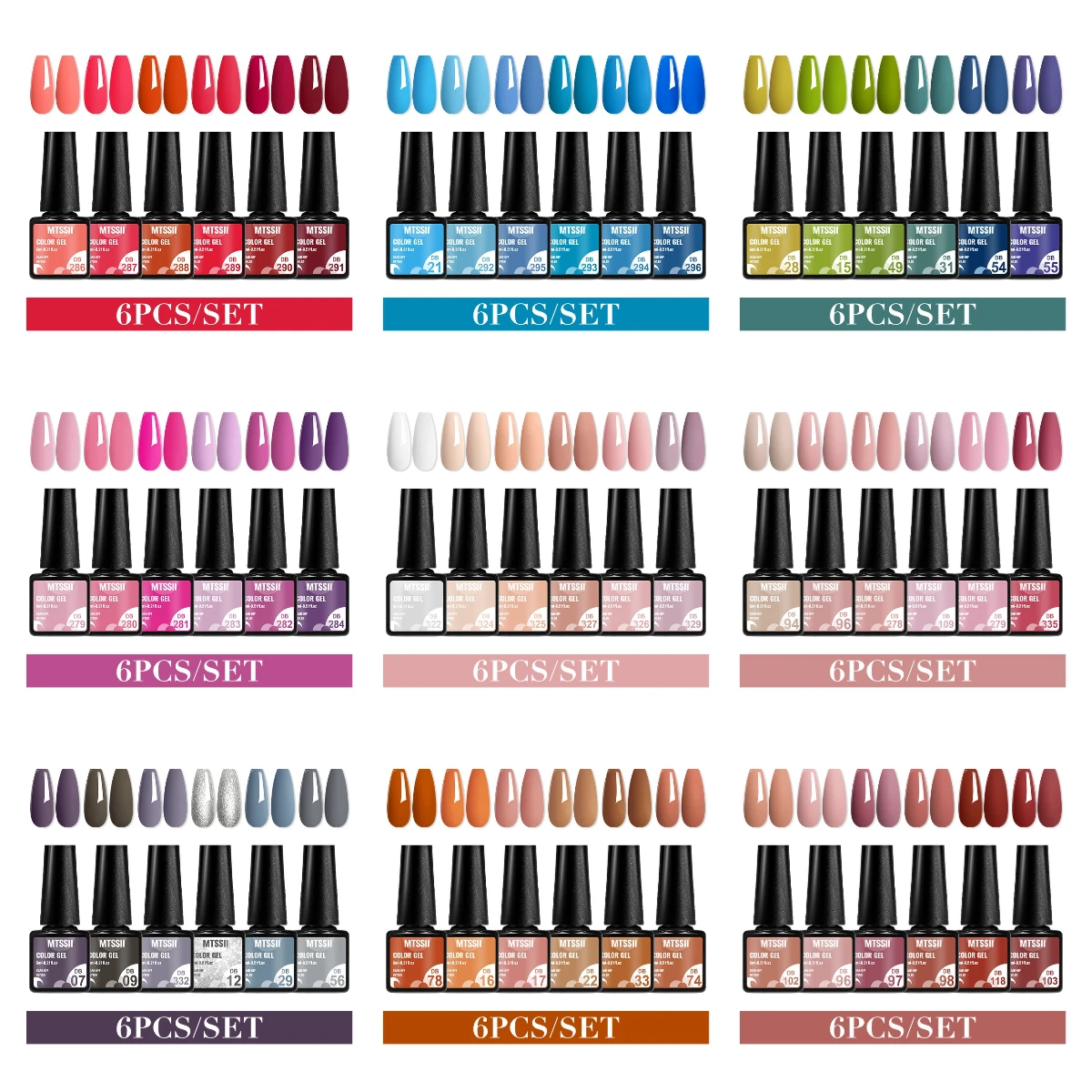 Juego de Esmalte de Gel para uñas, 6 piezas, sin HEMA, colores populares, suministros para uñas, Kit de manicura Vernis para uñas para todas las estaciones, diseño DIY de larga duración