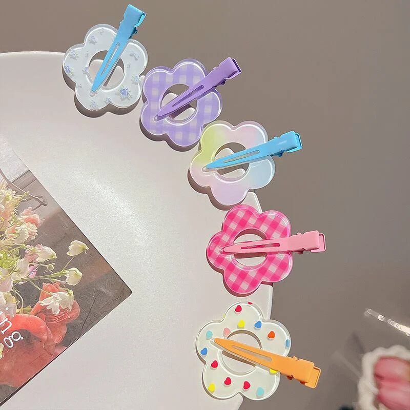 Épingle à cheveux Unique à pois, fleur creuse, pour filles et enfants, pince à cheveux florale douce et mignonne coréenne, accessoires pour cheveux