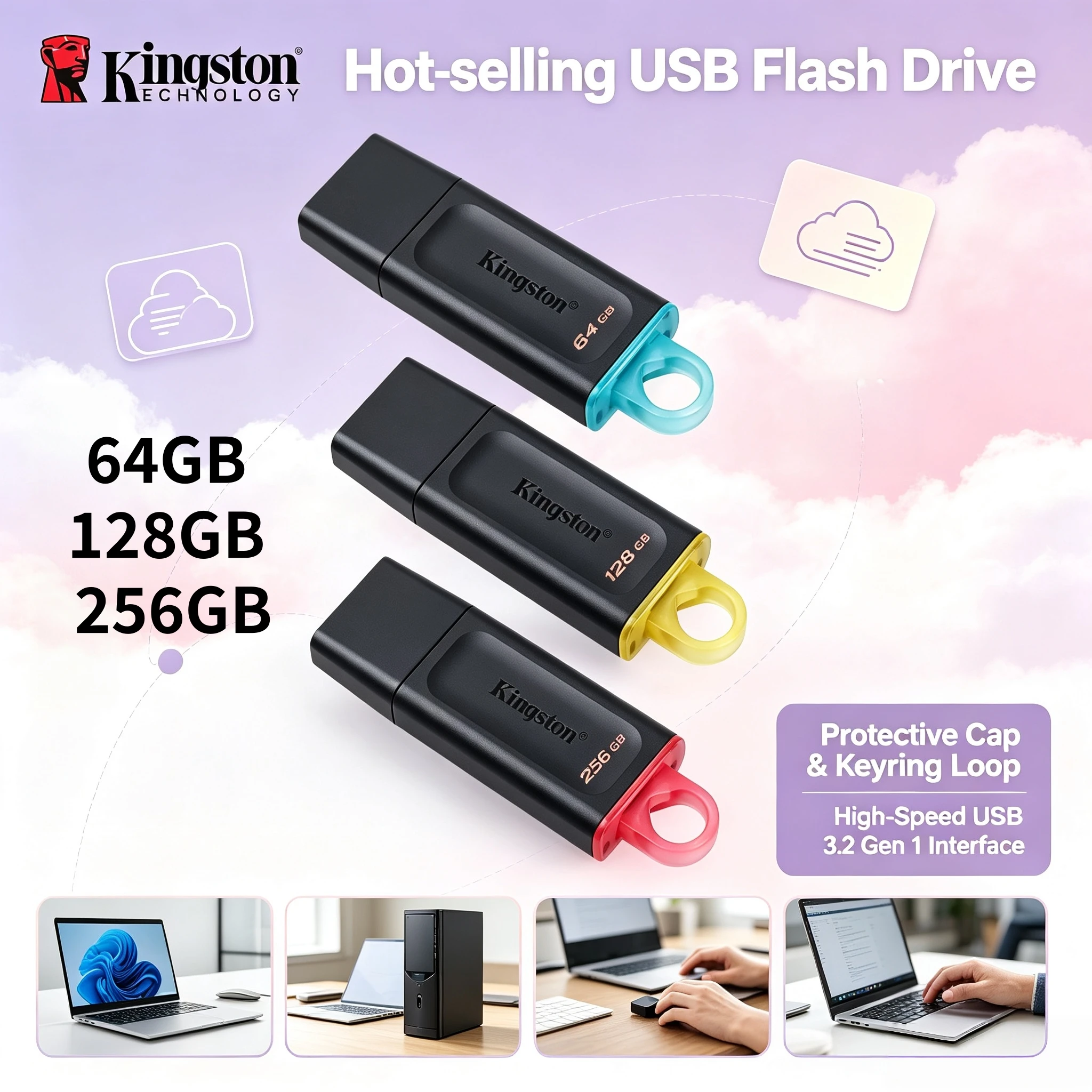 NEW Kingston Mini Flash Drive DTX USB 32 Gen1 32GB 64GB 128GB 256GB Memory Stick for Desktop Laptop Computer Pro Storage