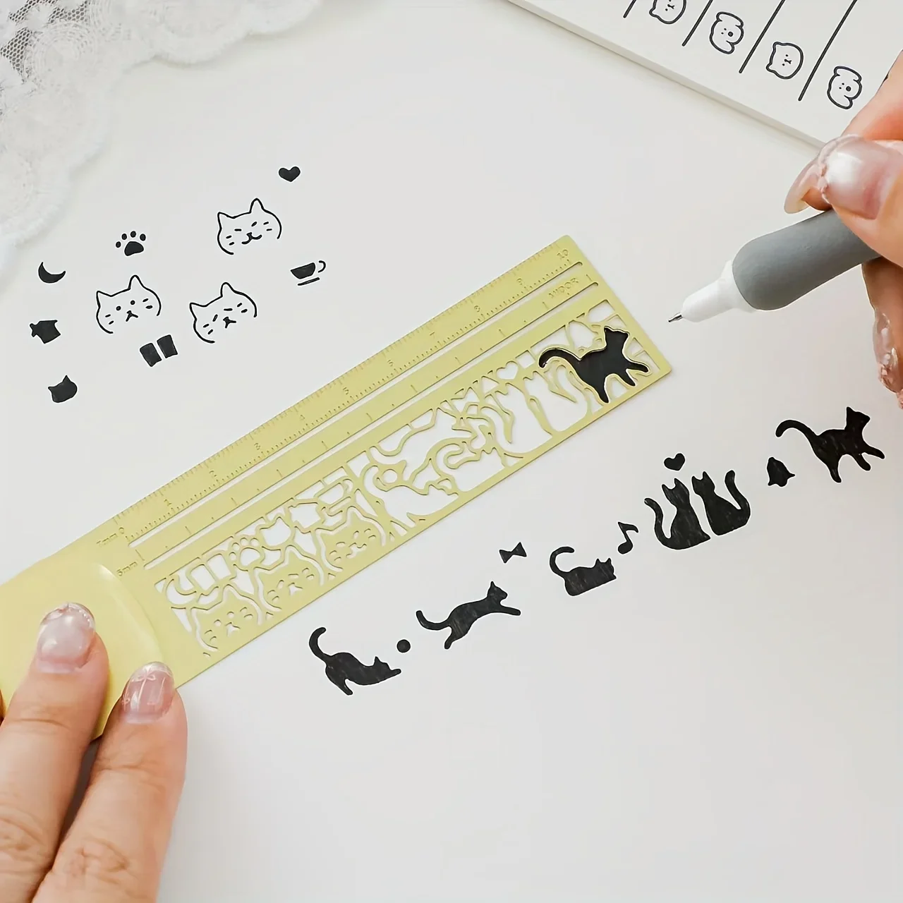 Cat Lover Metal Journal Template Ruler - Bookmarks And Double-Sided Ruler, Gift for Journals, Planners, Notebooks -Fun Templates