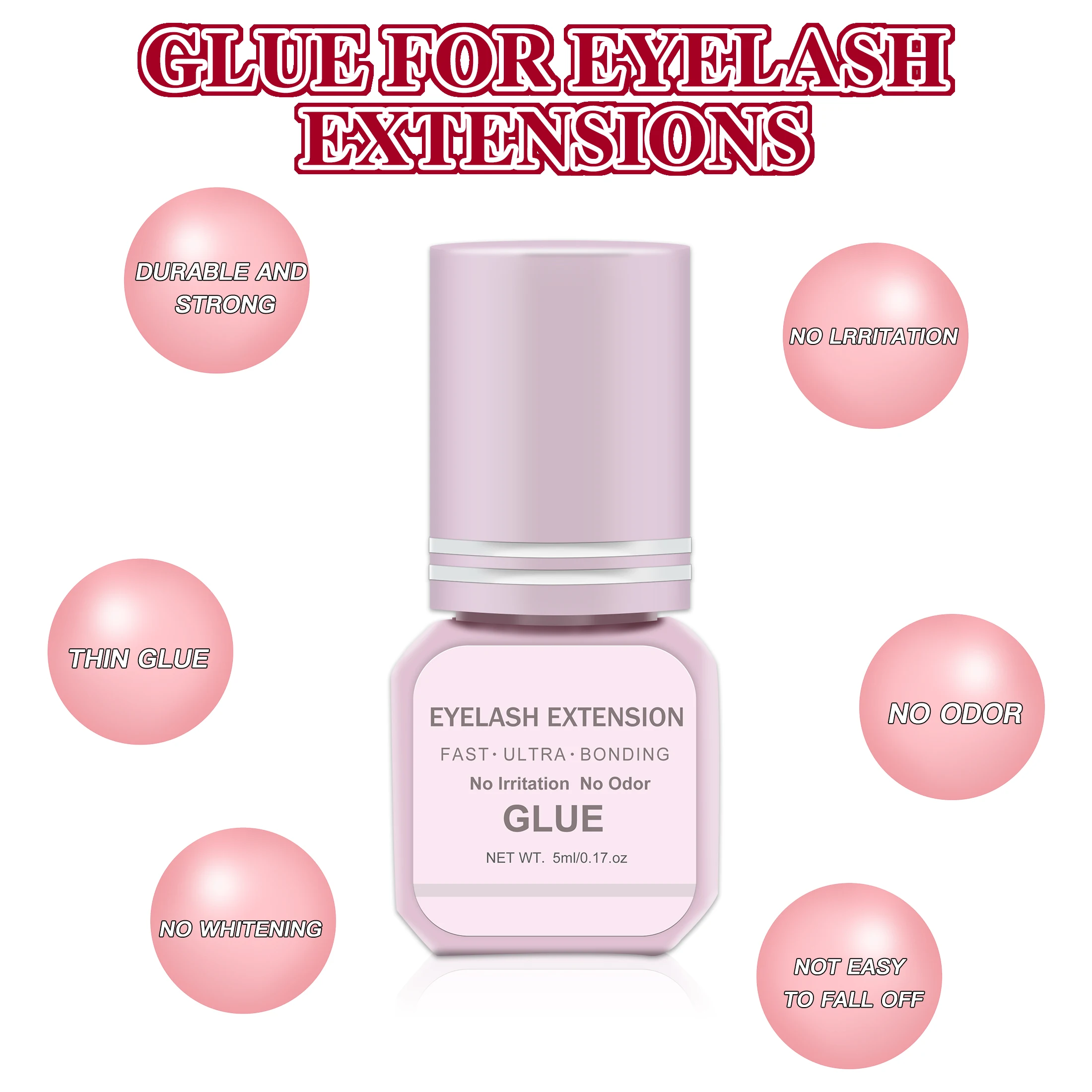 Wimpernverlängerungskleber, 5 ml, schnell trocknend, einzelner Wimpernkleber, falscher Wimpernkleber, Wimpernverlängerungs-Make-up-Werkzeug, DIY-Cluster-Wimpernkleber