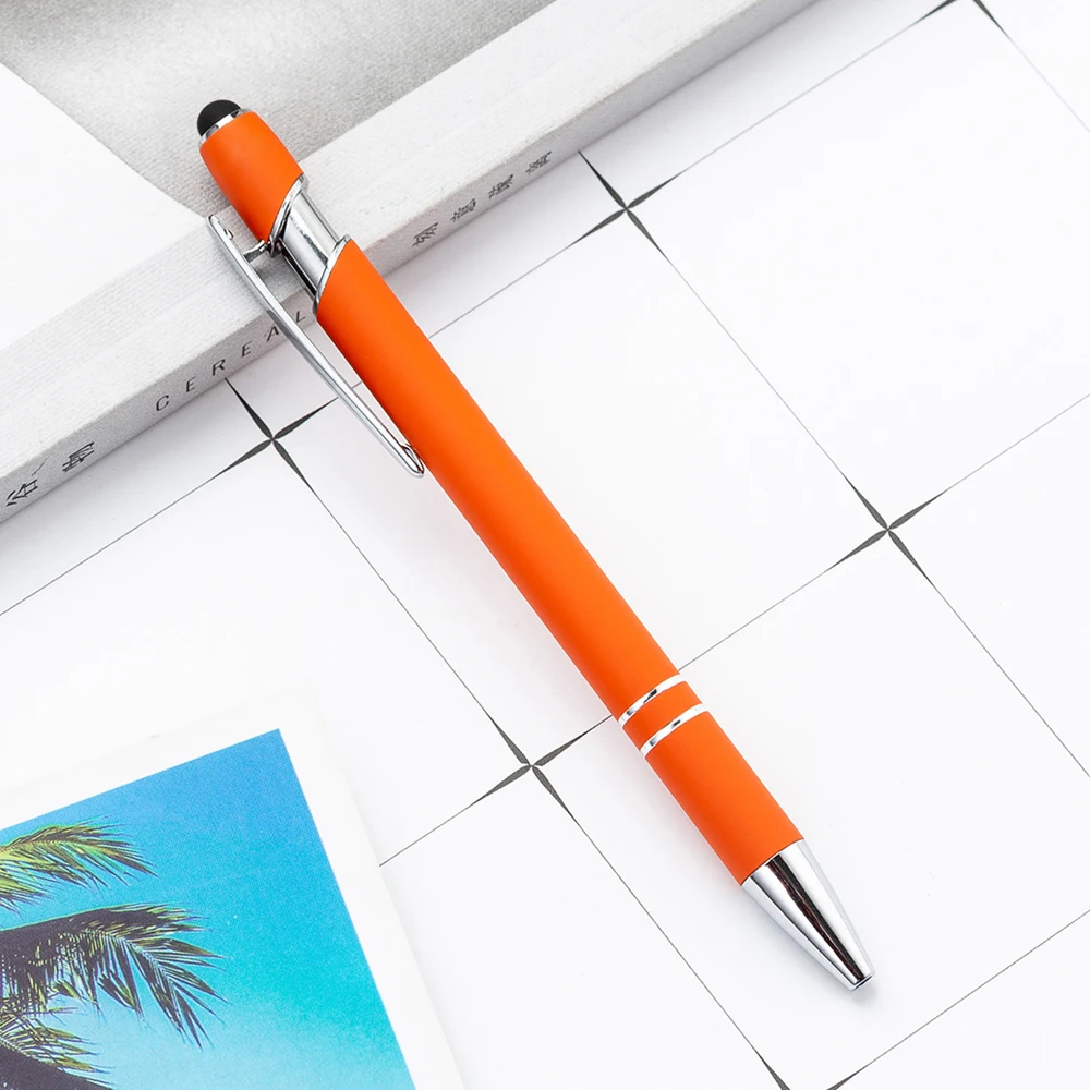 100 stks/partij Metalen Business Balpen 2 In 1 Met Universele Touch Screen Stylus Pen School Kantoorbenodigdheden Gratis Aangepaste Logo