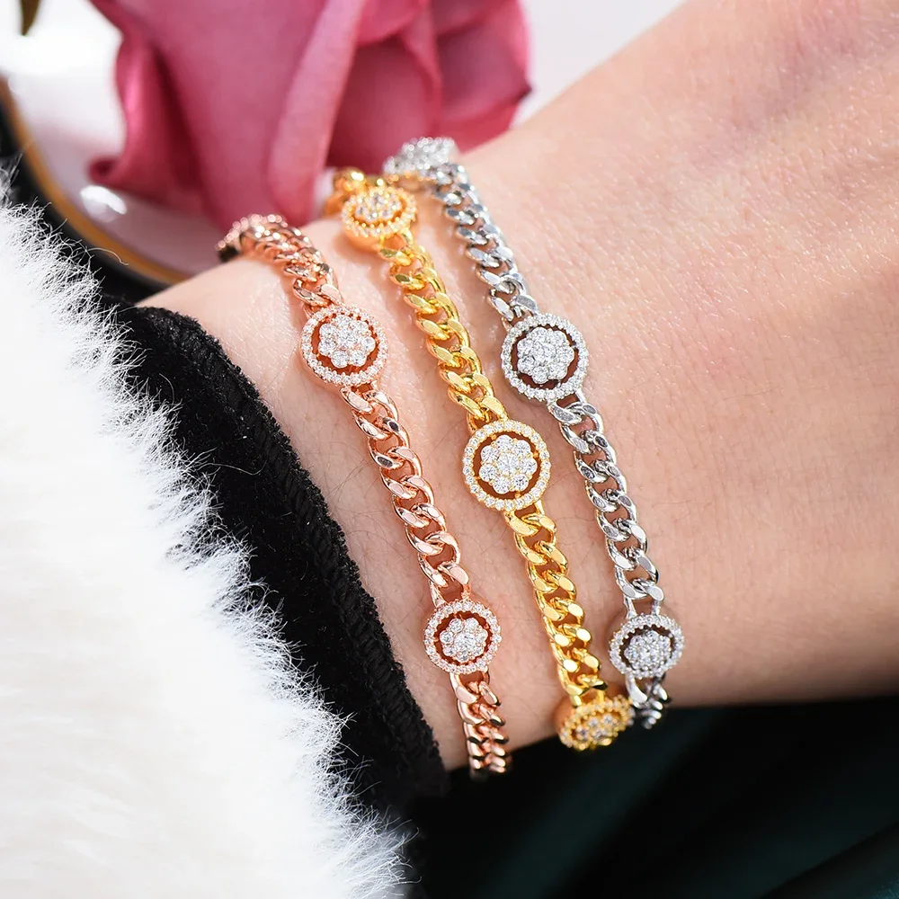 Kellybola جديد حار سحر لامعة سلاسل أساور الكفة للنساء اليومية الموضة العصرية كريستال تشيكوسلوفاكيا دبي سوار مجوهرات الحفلات #1